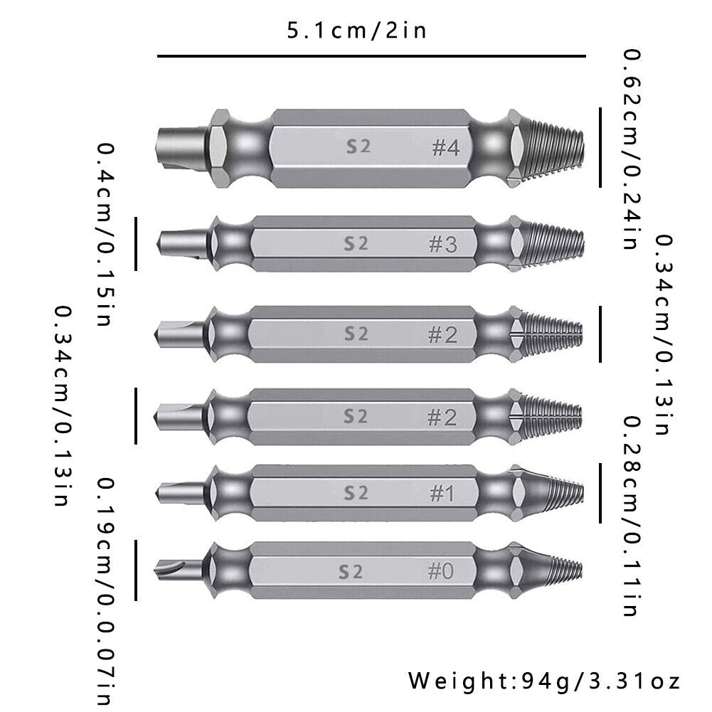 US 6Pc Screw Extractor Set Easy Out Drill Bits guide Broken Screws Bolt Remover