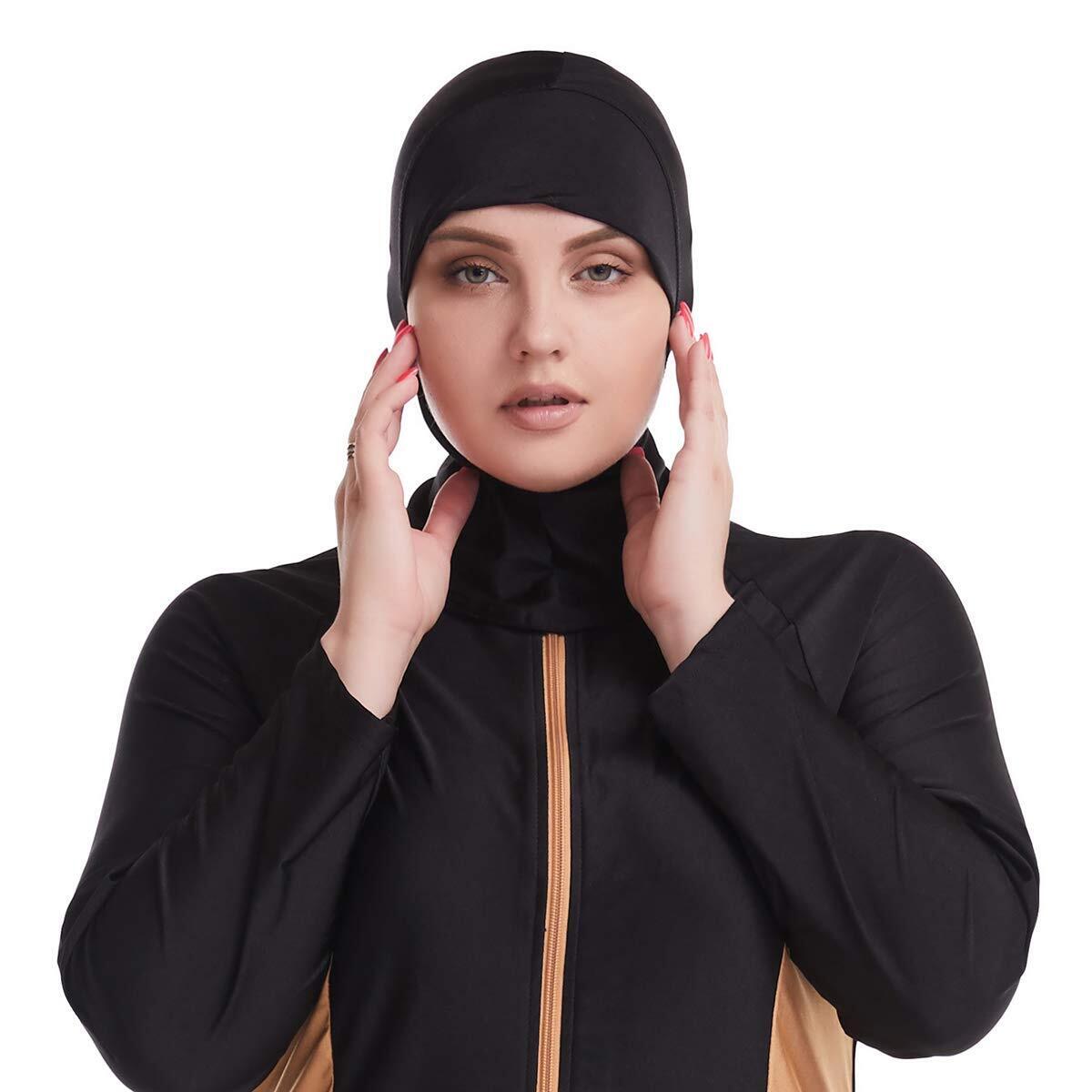 Women Muslim Traditional Oversize 2Set Swimsuit Highly Elastic Plus Swimwear Cap