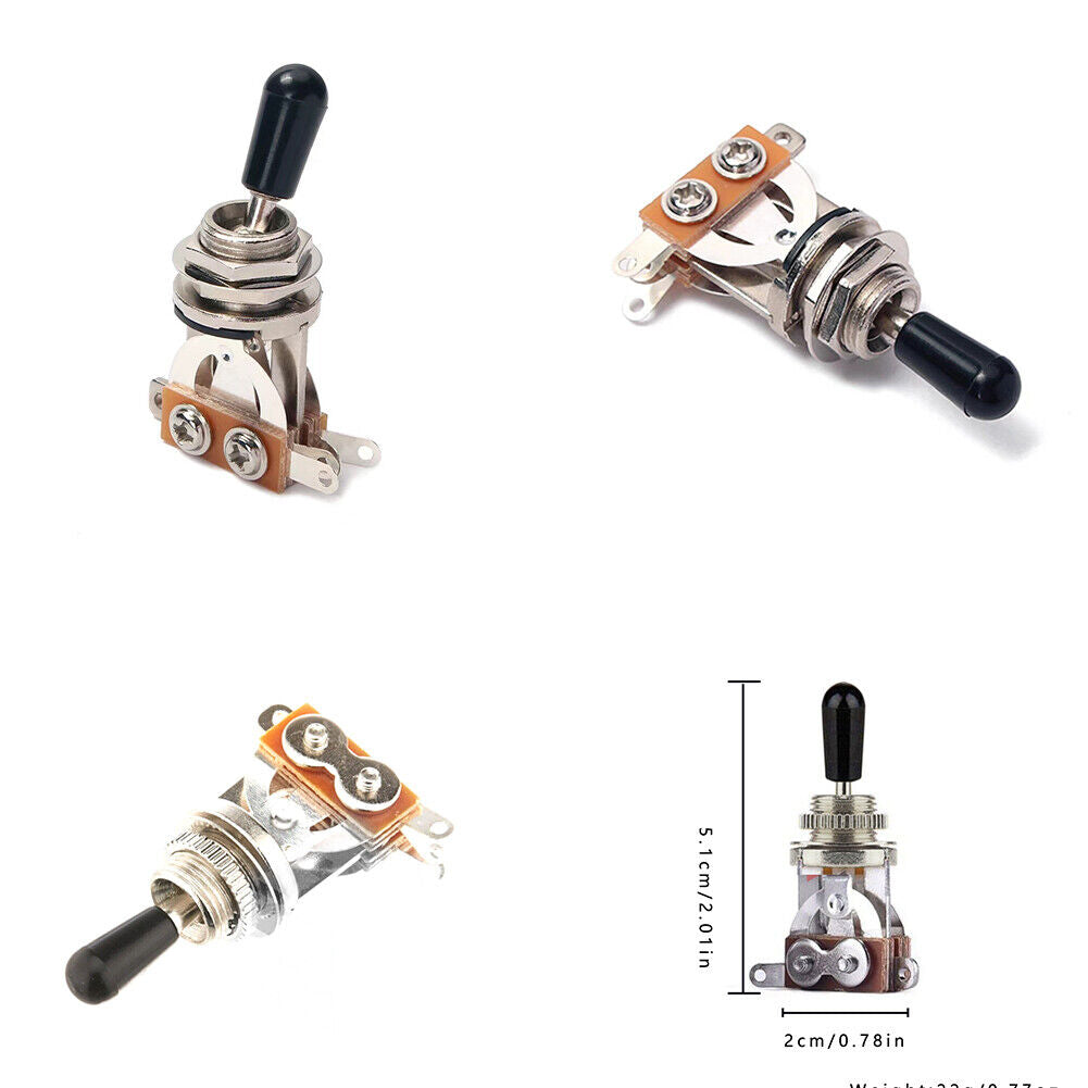 US 2-4 Pc Les Paul Guitar 3 Way Short-Frame Toggle Switch Pickup Brass Metal Tip