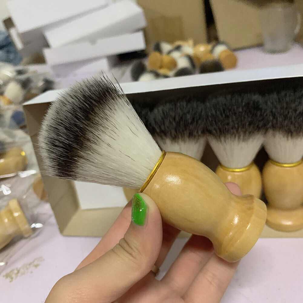 US 2-4 Pc Shaving Brush Perfect Shave Barber Hard Wooden Handle Badger Hair Soft