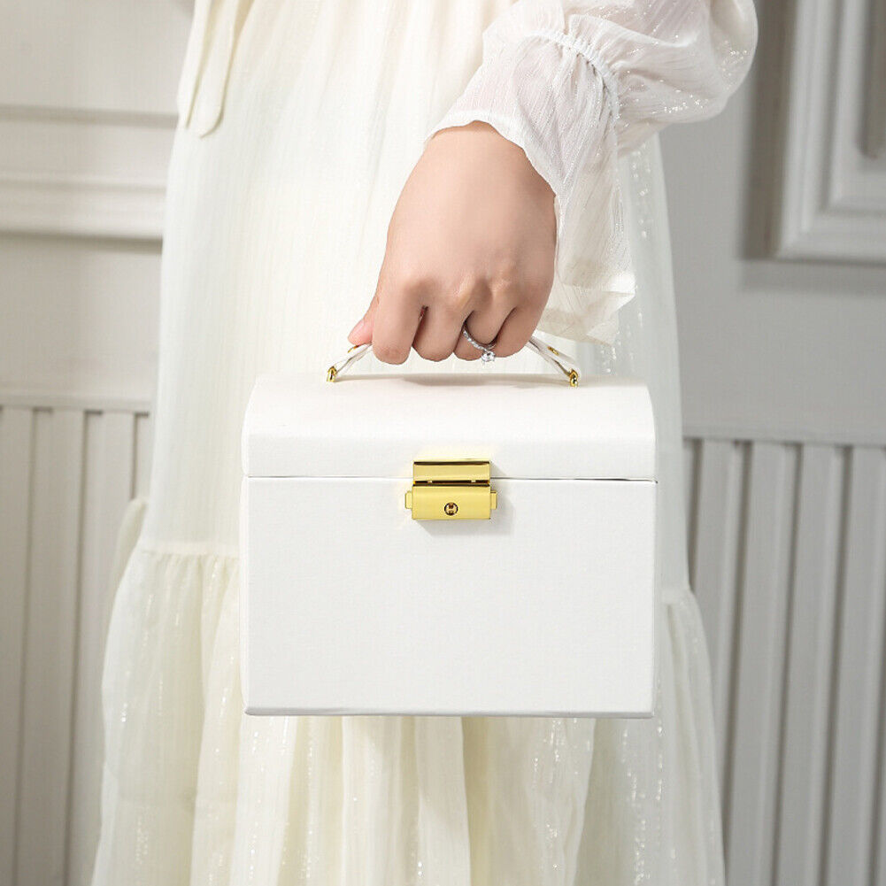 US Large Box Layers Jewelry Organizer Case Portable Travel Lockable Gift Fashion