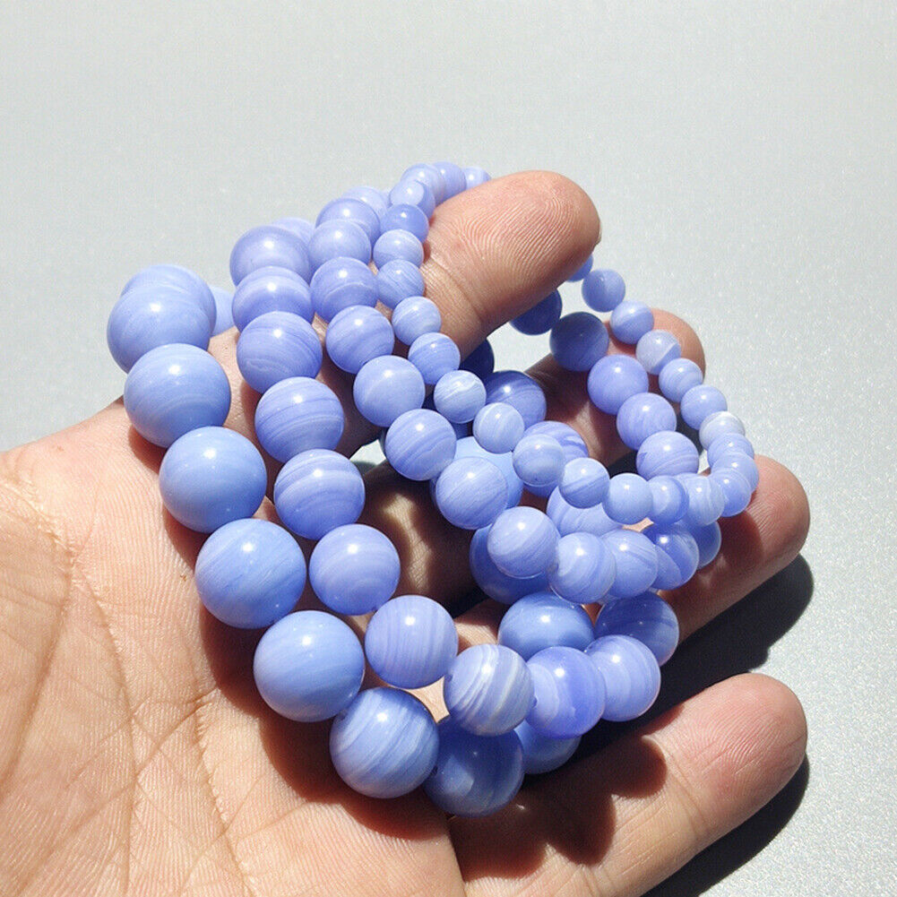 US 6/8/10 MM Purple Blue Lace Stone Beads Round Loose Bulk Beads Jewelry Making