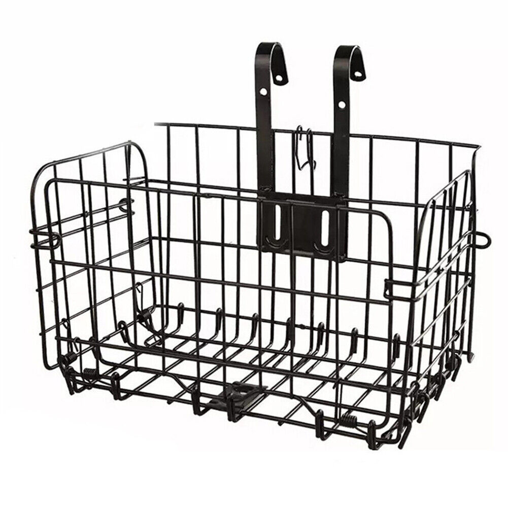 US 1-2 Pack Folding Rear Bike Basket Wire Mesh Fold-Up Detchable Front Rear Bag