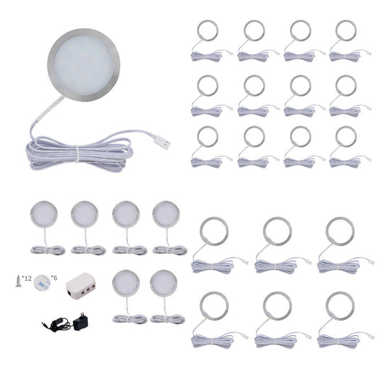 US LED Kitchen Counter Closet Shelf Puck Light Plug in Under Cabinet LightingKit