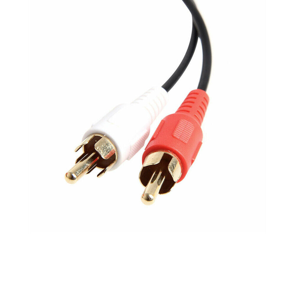 US 1-2 Pack 2 RCA Male Plug to 3.5mm Female Aux Audio Headphone Jack Converter