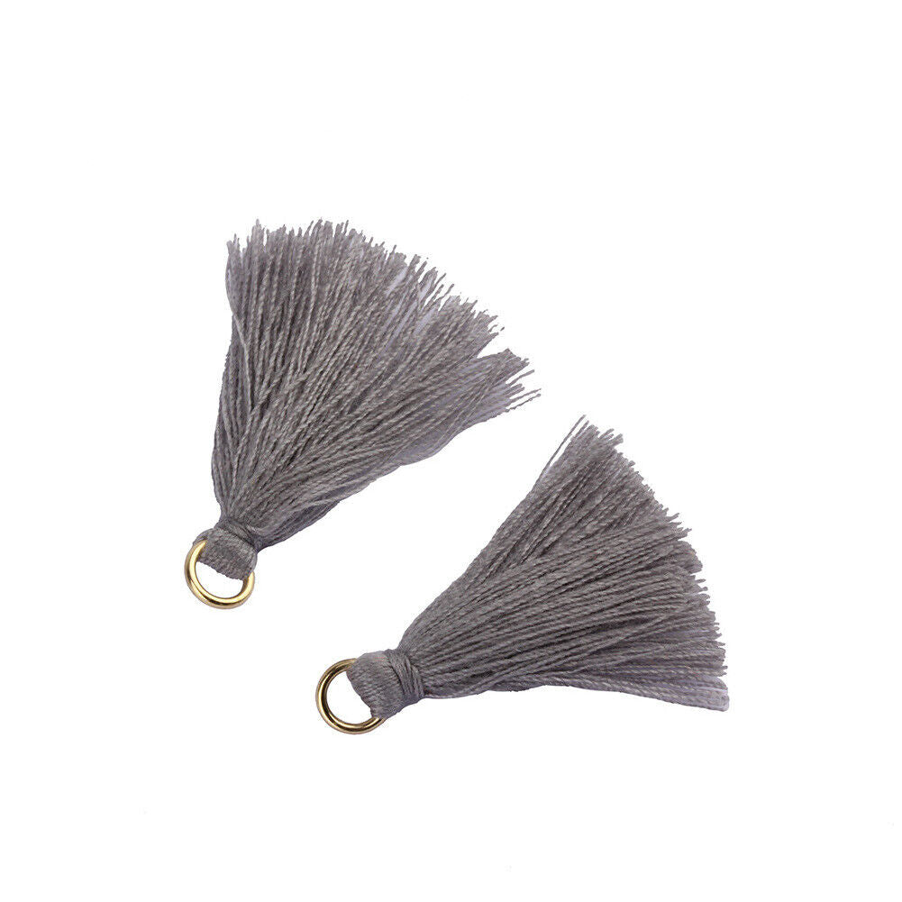 US 100-200Pc Mini Tassels One Inch Threaded Silk Pendants with Ring for Jewelry