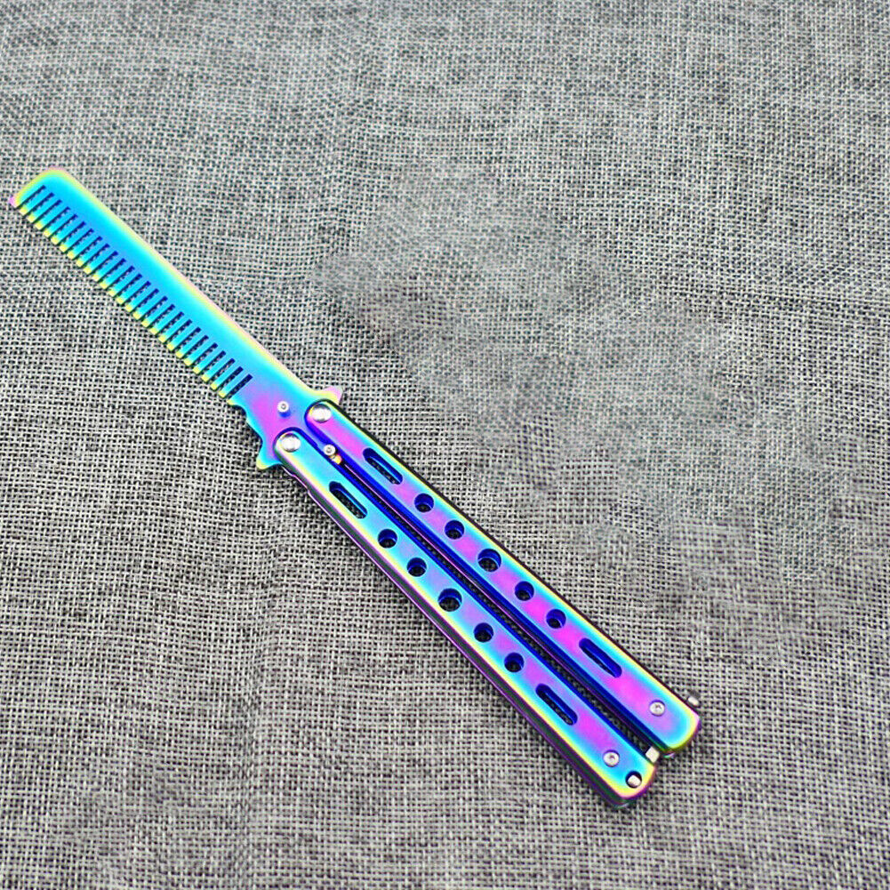 US 1-2 Pcs Practice BALISONG METAL BUTTERFLY Assorted Trainer Knife BLADE Comb B