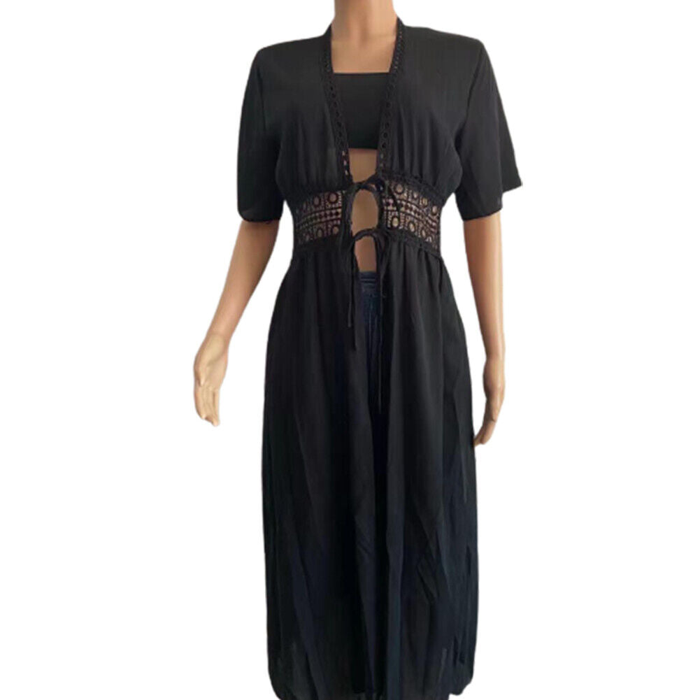 US Women Crochet Sexy V-neck Sleep Dress Summer Beach Wear Cover-Up Bathing Suit