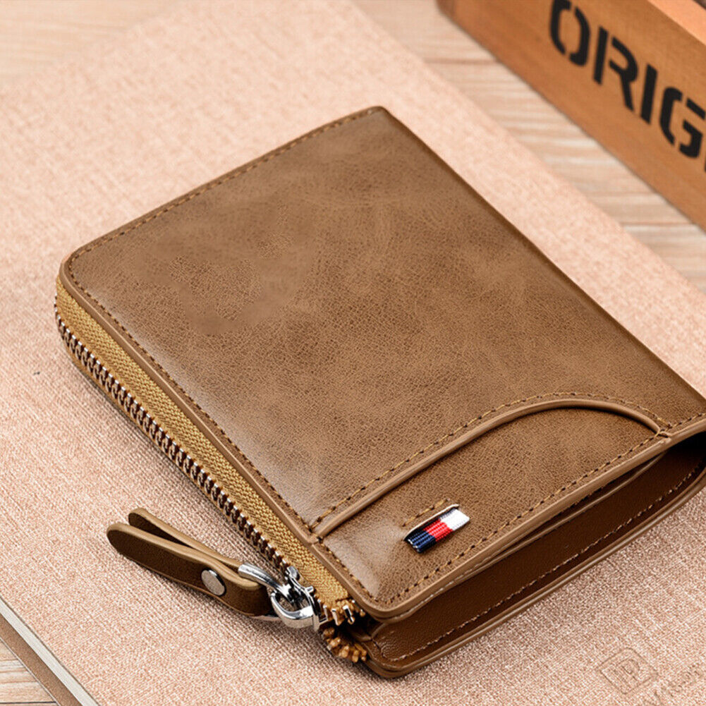 US 1-2 Pack Men RFID Blocking Leather Wallet Credit Card ID Holder Zipper Purse