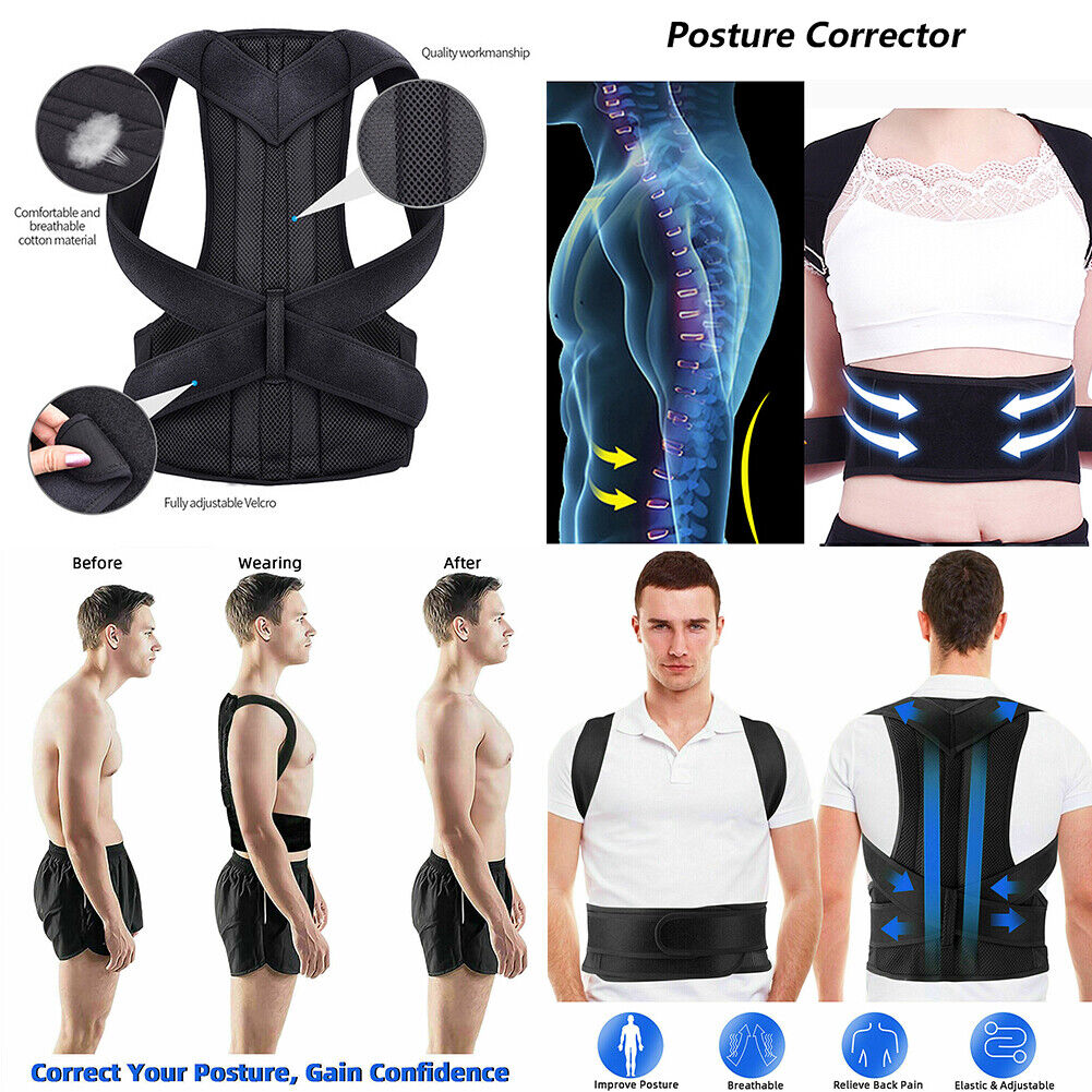 US Men Adjustable Shoulder Brace Posture Corrector Belt Posture Low Back Support