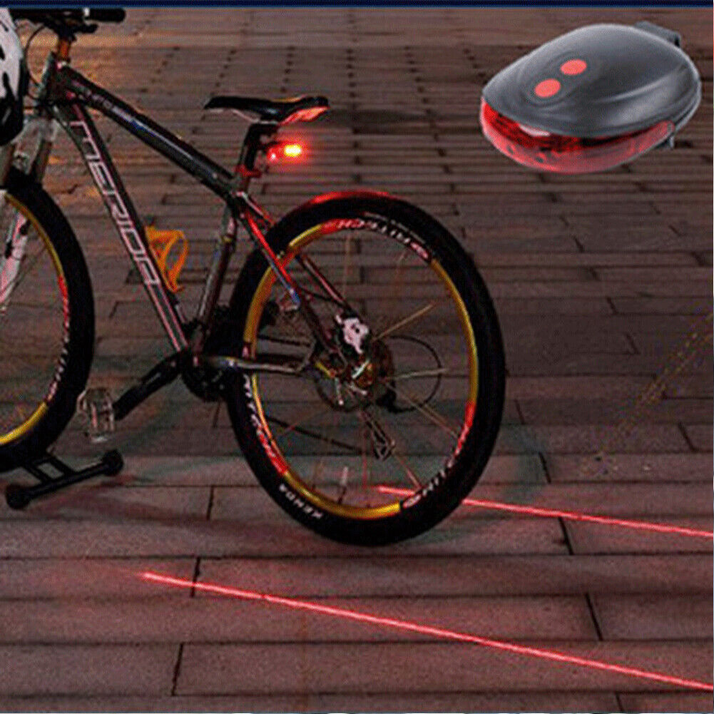 US 2-4 Pack 5 LED 2 Laser Bike Bicycle Light Rear Flashing Safety Warning Lamp