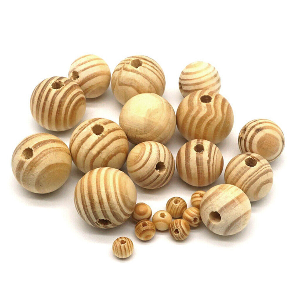 US 1000-2000 Pc Natural Wooden Beads, 8mm Round Polished Loose Beads for DIY