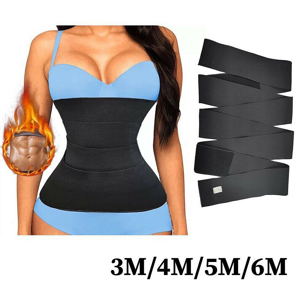 US Wrap Waist Trainer Stomach Abdomen Binder Belly Body Shaper Compression Belt