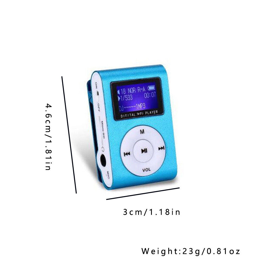 US 2-4 Pc Portable Mini MP3 Music Player LCD Screen Sports Back Clip Memory Card