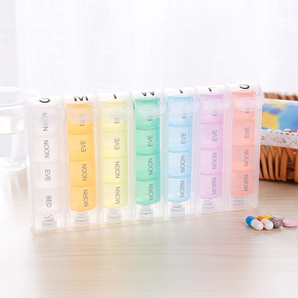 US 2-4 Pack Weekly Pill Organizer Planner 7 Day Container Medicine Pop Up