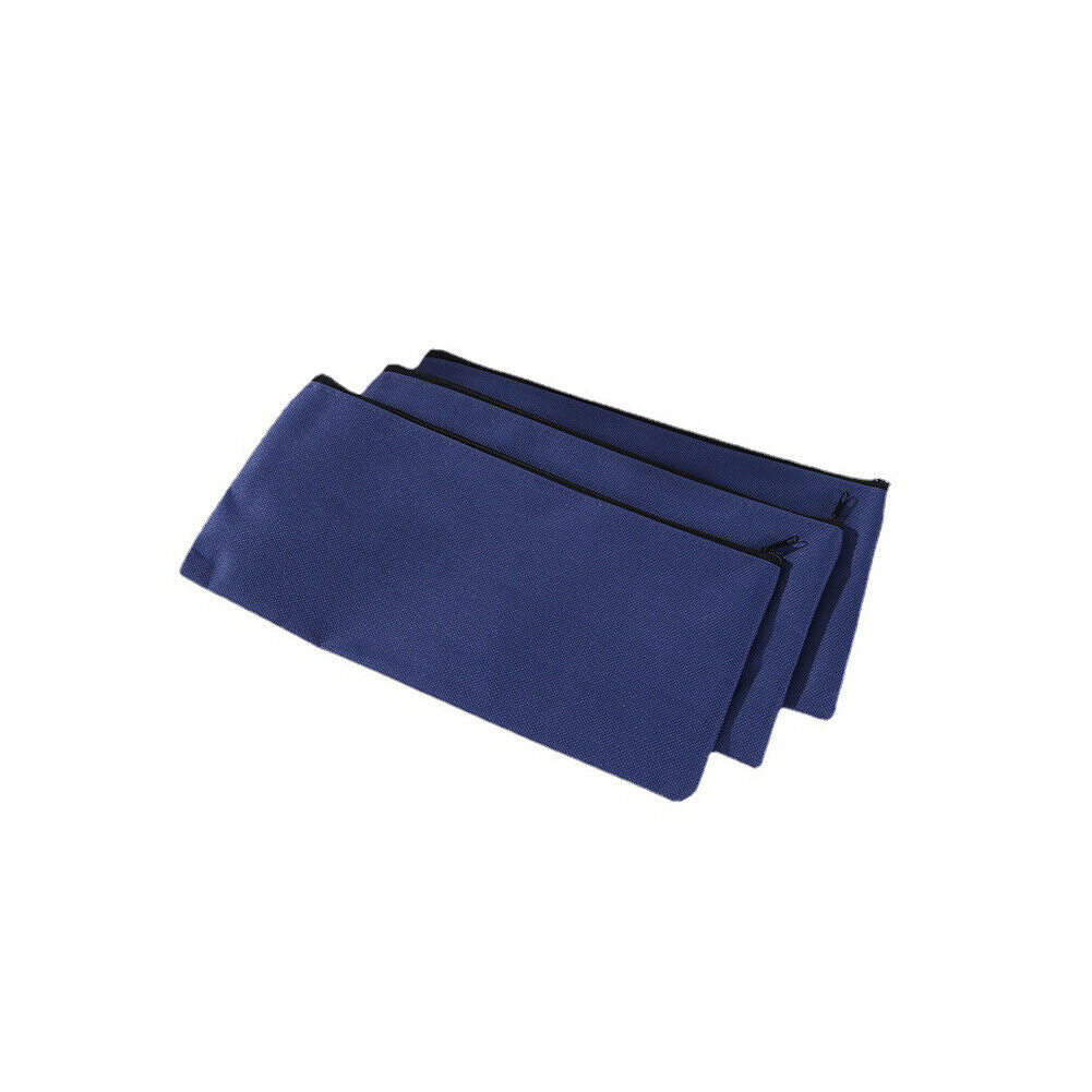 US 2-4 Deposit Bag Bank Pouch Zippered Safe Money Bag Organizer in Navy Blue