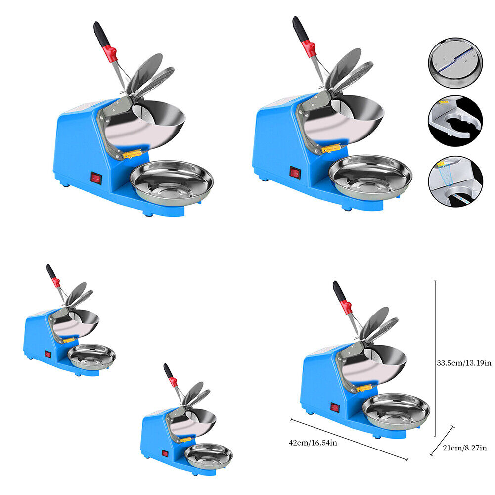 US Snow Cone Maker Commercial Smoothie Electric Crusher Double Knife Ice Shaver