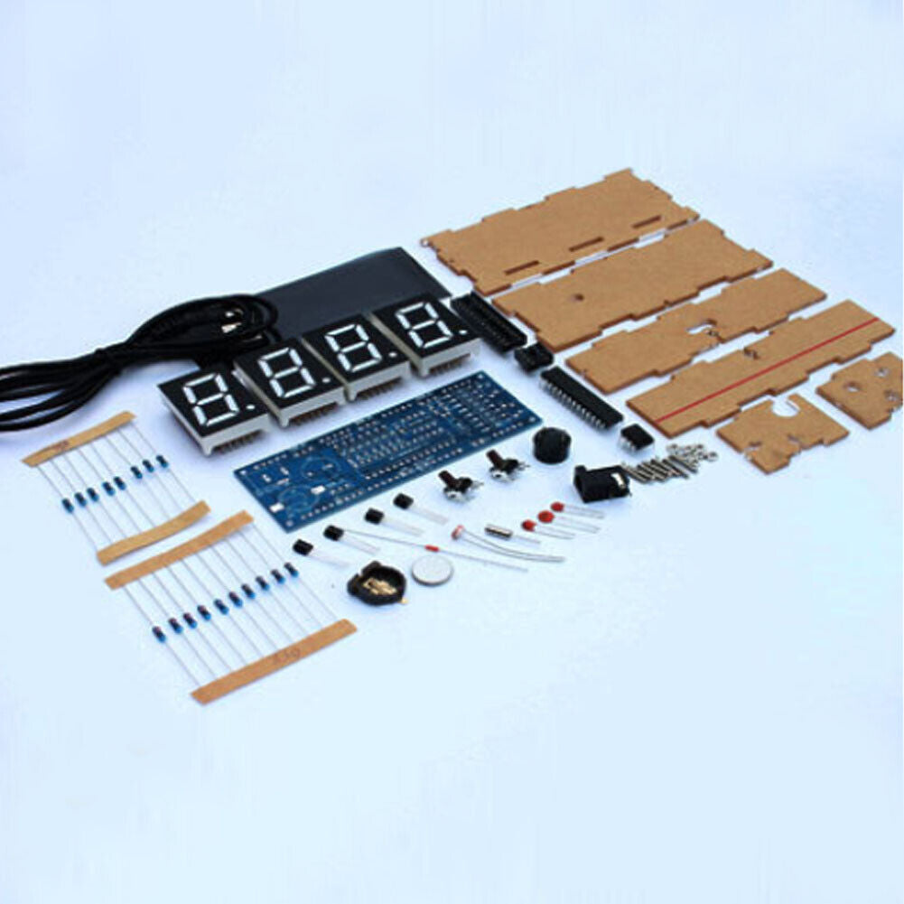 US DIY Digital Clock Kit 4-Digit Electronic LED Large Screen Light Control Time