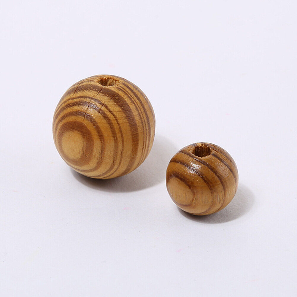 US 1000-2000 pcs Natural Wooden Beads 8mm Round Polished Loose Beads DIY Jewelry