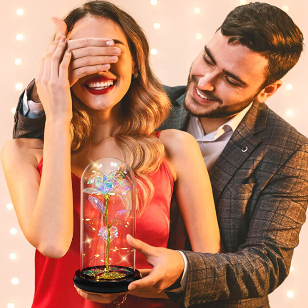 US Rose LED Light Glass Gifts for Wife Women Her Christmas Girlfriend Birthday
