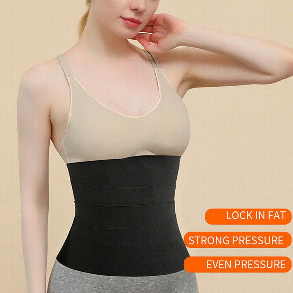 US Wrap Waist Trainer Stomach Abdomen Binder Belly Body Shaper Compression Belt