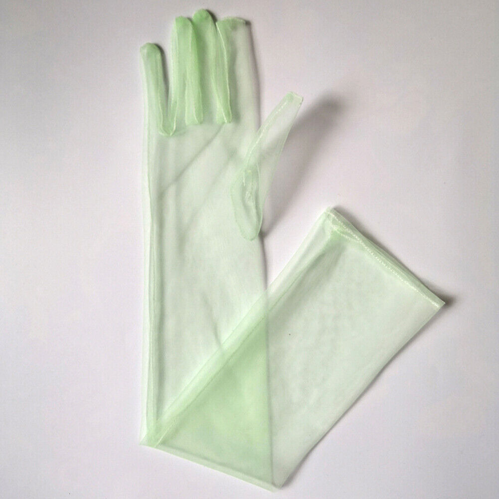 US 1~2 Paris 27'' Wedding Bridal Prom Sheer Tulle Long Elbow Gloves Party Opera