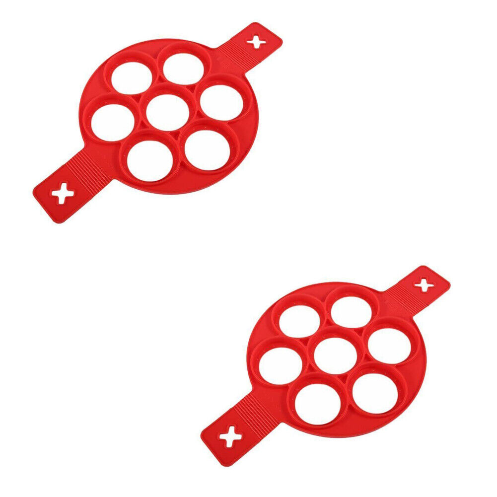 US 1-2 Pack 7-Holes Silicone Mold Pancake Egg Maker Nonstick Ring Kitchen Tool