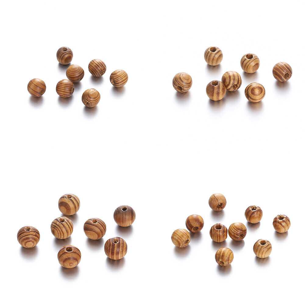 US 1000-2000 pcs Natural Wooden Beads 8mm Round Polished Loose Beads DIY Jewelry