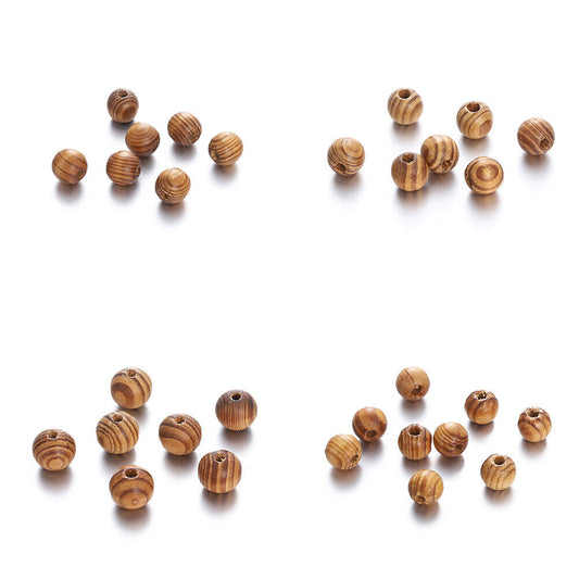 US 1000-2000 pcs Natural Wooden Beads 8mm Round Polished Loose Beads DIY Jewelry