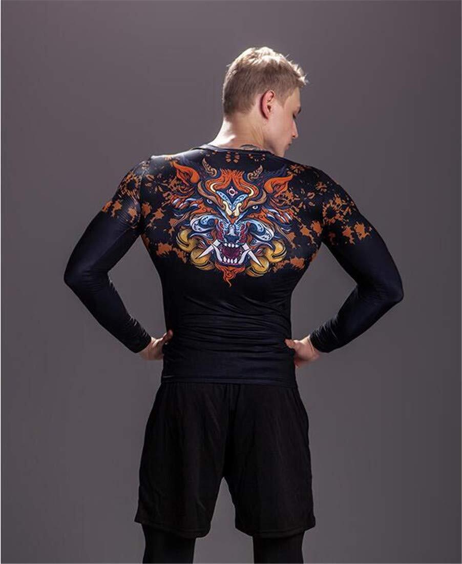 Men's Novelty Cycling Compression Top Long Sleeve Shirt Tattoo Pattern Fall Gear