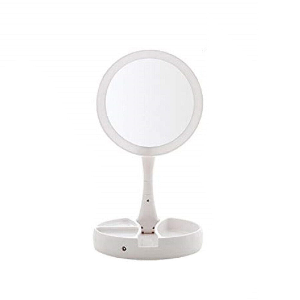 US 1-2 Pc Double Sided Magnifying LED Vanity Mirror Height Adjustable Foldable