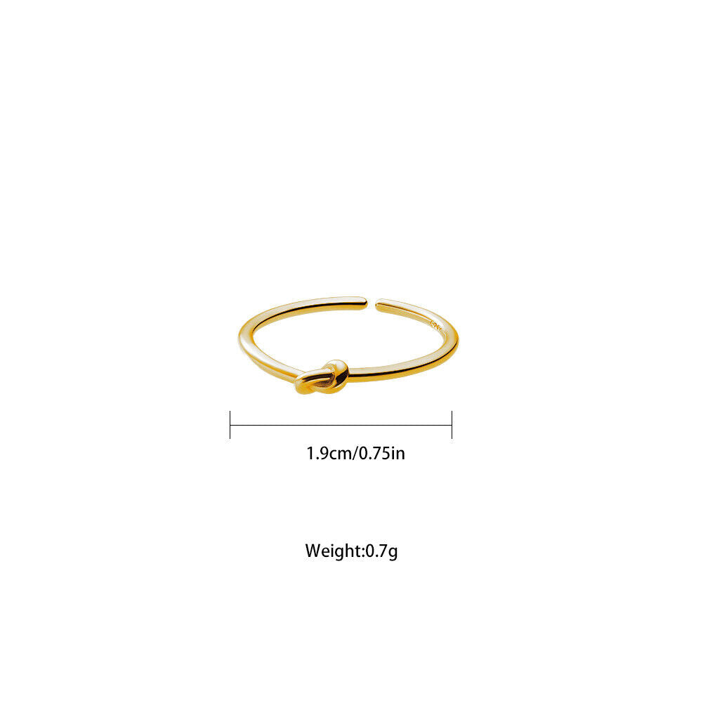 US 14K Gold Or S925 Silver Plated Double Line Adjustable Ring Color-Proof Ring