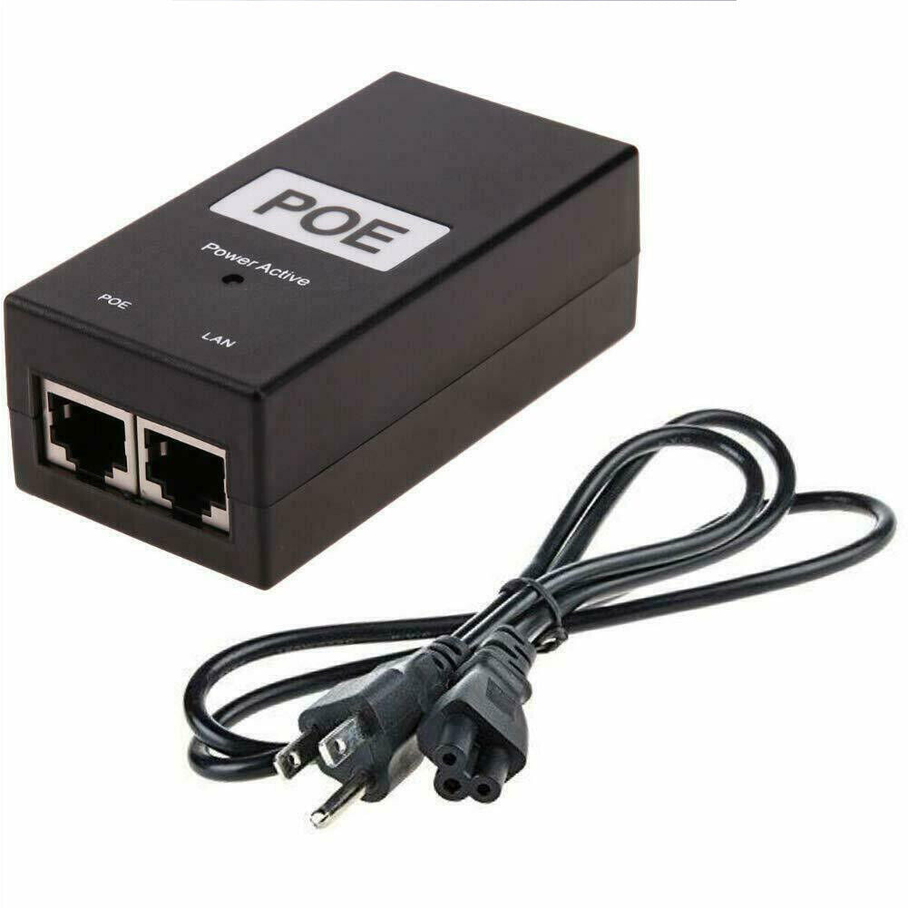 US POE Injector 48V 24W PowerOver Ethernet Adapter IP Phone Camera IEEE 802.3af