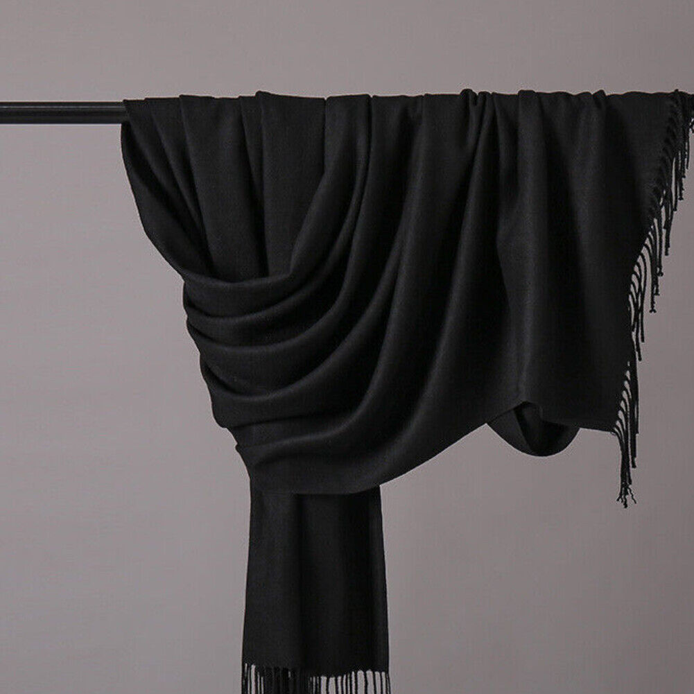 US Oversize Cashmere Scotland Wool Shawl Wrap Solid Blanket Mens Womens Scarf