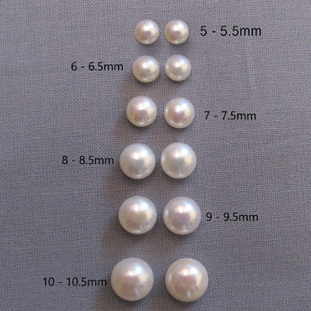 US 5A 10 Pairs 6~10.5mm Real Freshwater Loose Pearl Beads Flat Back Half Drilled