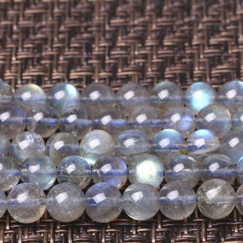 US 6/8 mm Light Gray Labradorite Bead Genuine Natural Grade 3A Gemstone Round