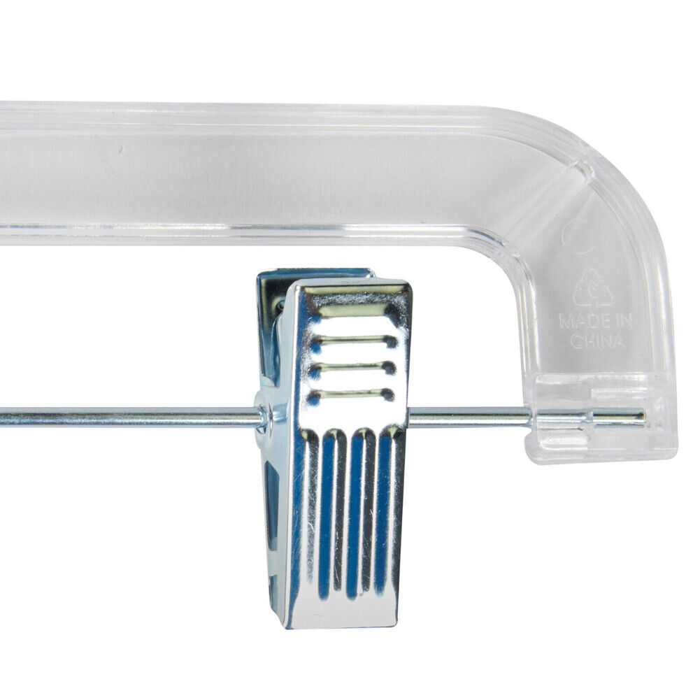 US 20 Pack 14 inch Clear Plastic Skirt and Pants Hangers  Adjustable Metal Clips