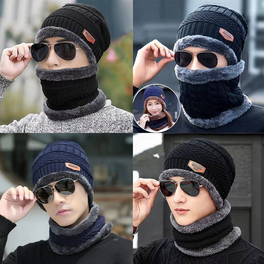 US 2-4 Pack Men Women Winter Baggy Slouchy Knit Warm Beanie Hat Scarf Set Skull
