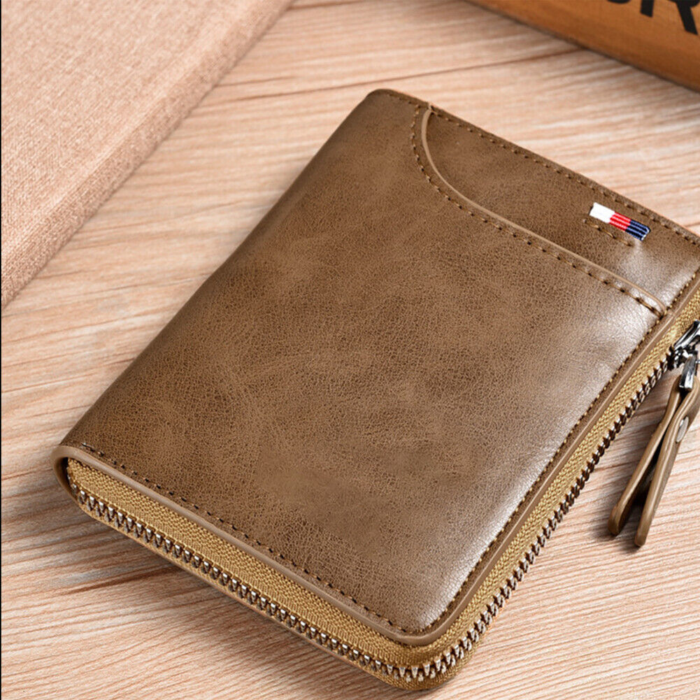 US 1-2 Pack Men RFID Blocking Leather Wallet Credit Card ID Holder Zipper Purse