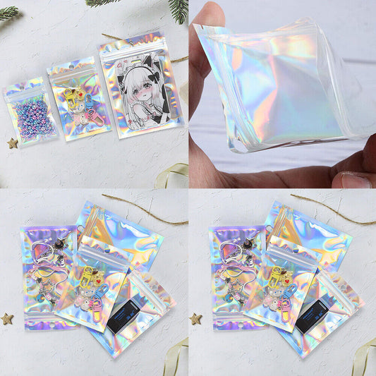 US 50-100 Pack Aluminum Foil Pouch Plastic Packaging Self Seal Laser Zipped Bags