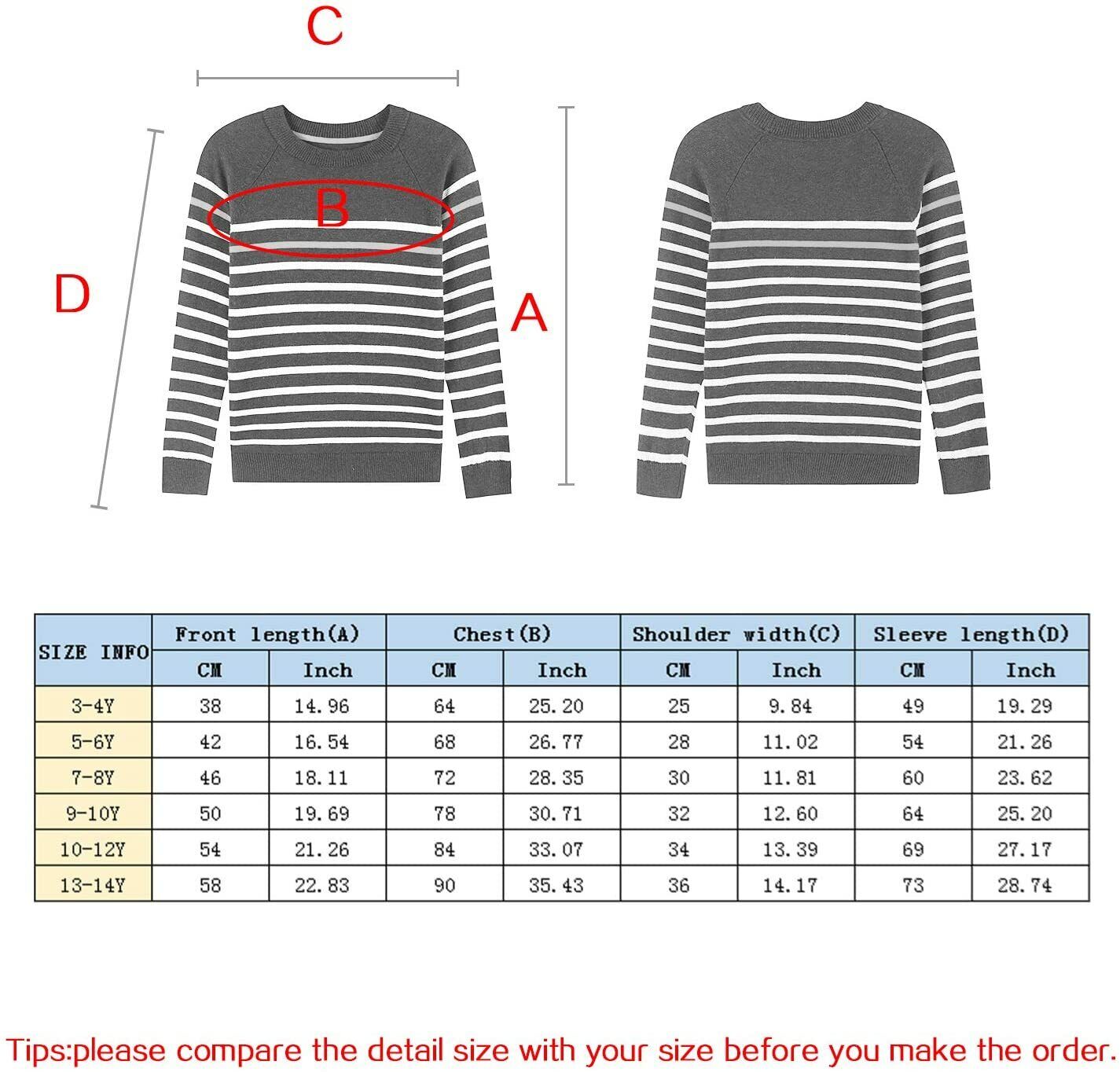 Sweater for Kid Baby Boy Toddler Soft Cute Crew Neck Stripe Long Sleeve Pullover