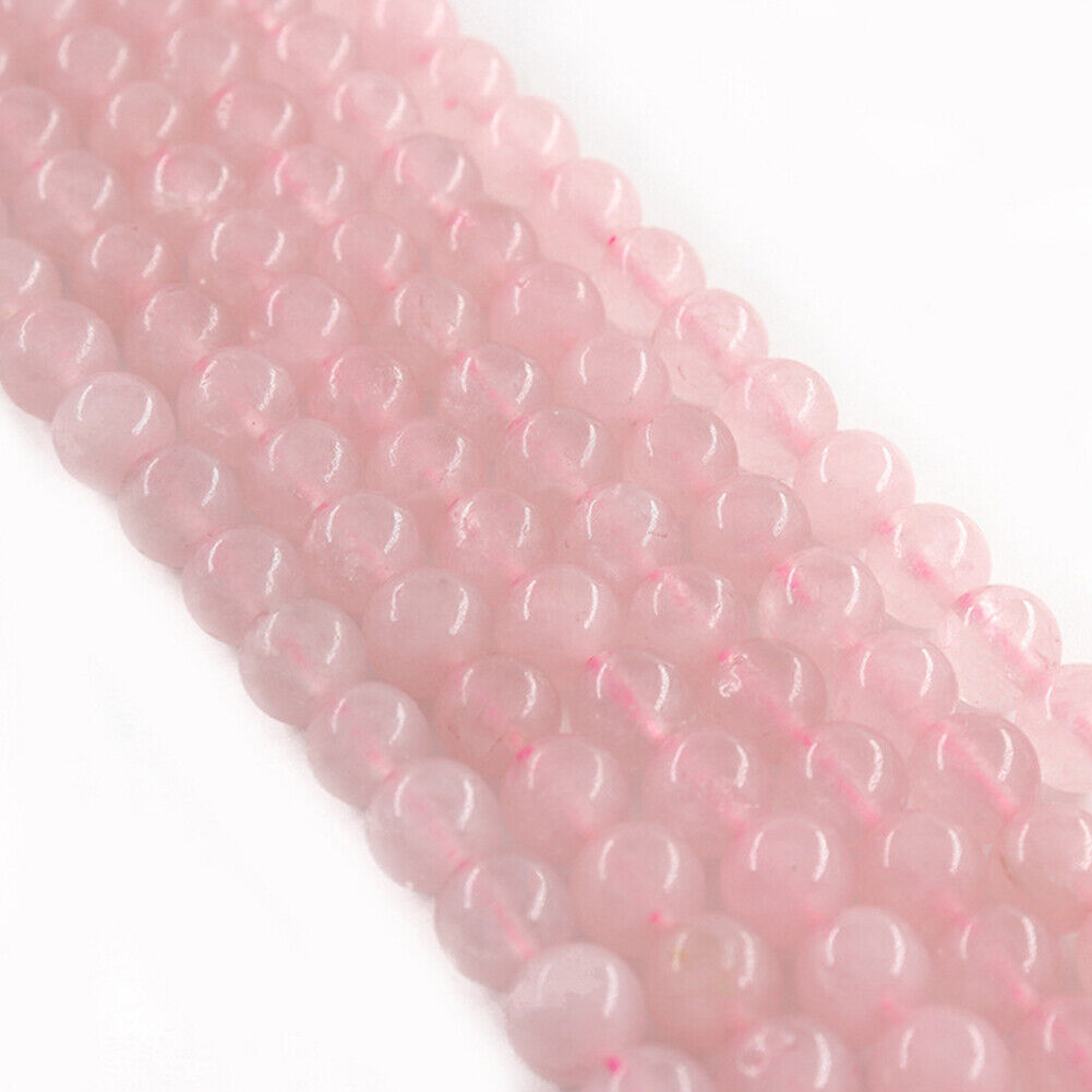 US 15" 6/8/10mm Pink Crystal Natural Stone Beads Rose Quartzs Round Loose