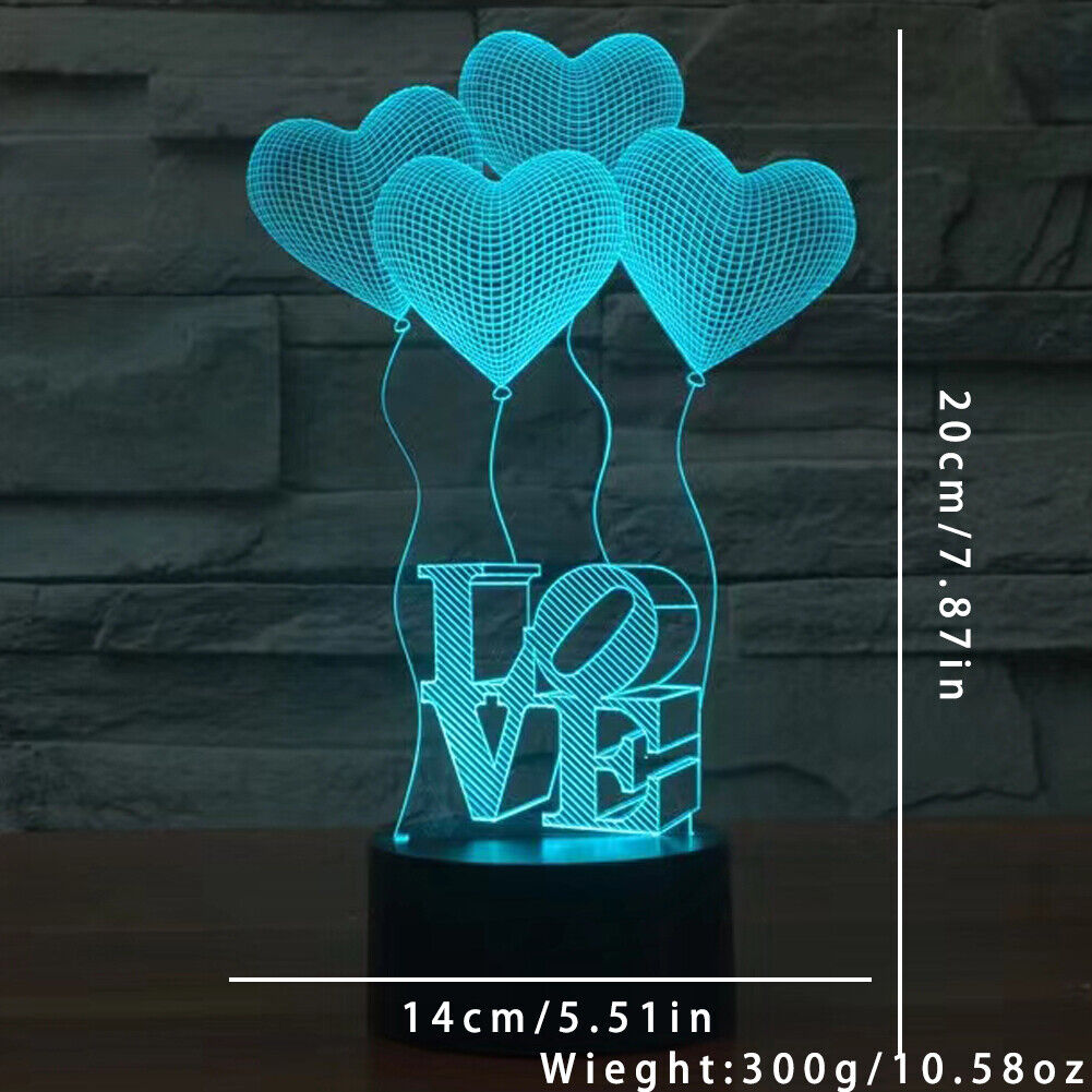 US 1-2 Pack LED Light Gift for Her Girlfriend Wife Woman Love Heart Birthday