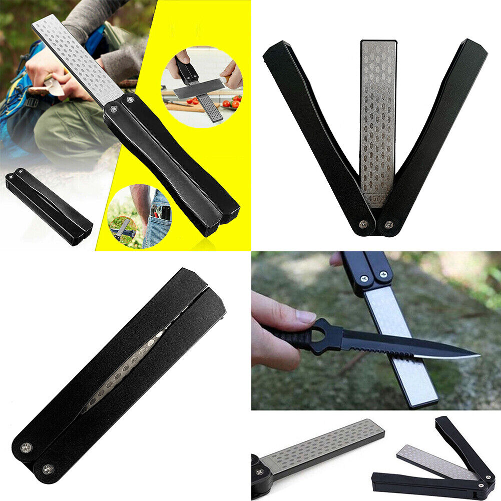 US 2-4 Pcs Knife Sharpener Double Sided Pocket Foldable Diamond Sharpening Stone