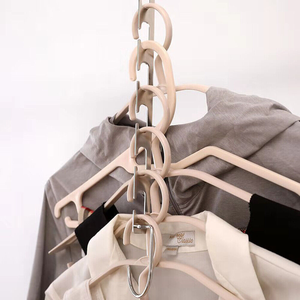 US 10-20Pc Metal Hook Magic Hanger Closet Clothes Organizer Space Saving Hangers