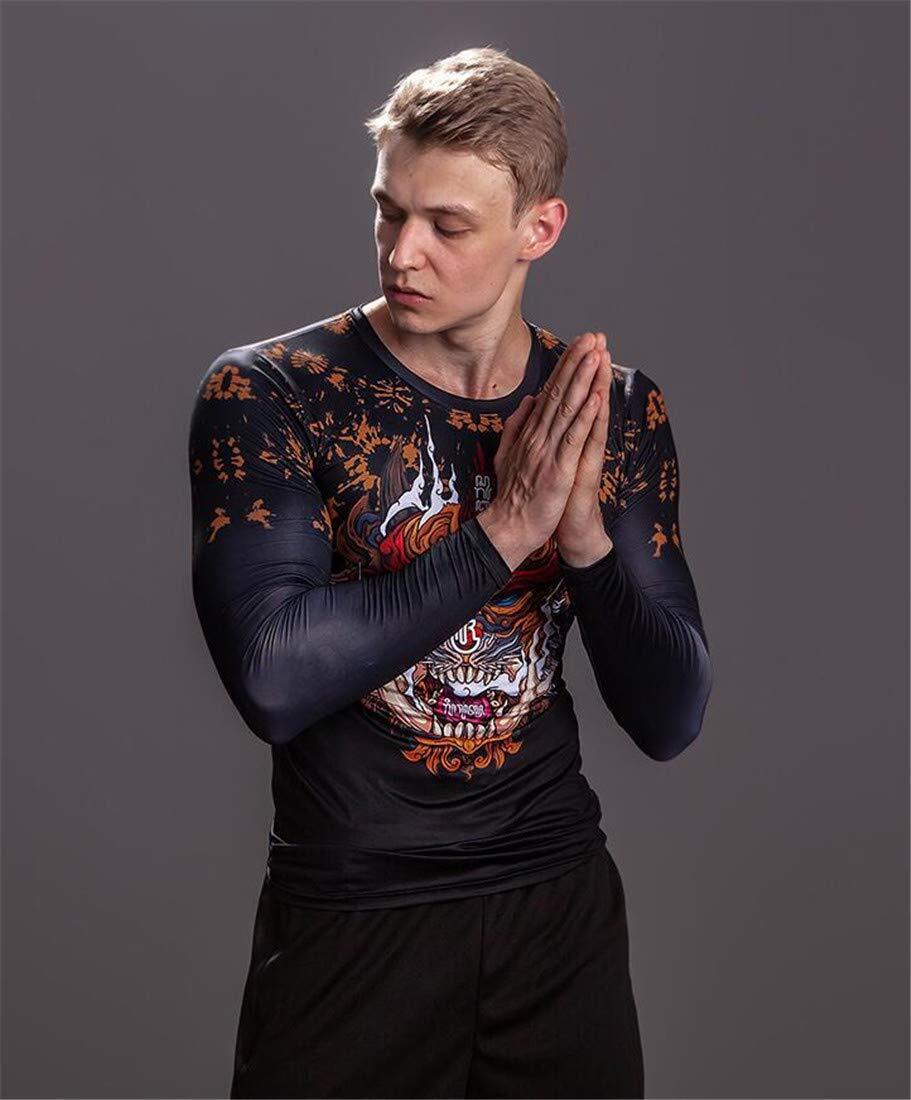 Men's Novelty Cycling Compression Top Long Sleeve Shirt Tattoo Pattern Fall Gear