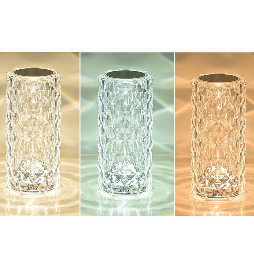 US 1-2 Pack LED Crystal Lamp Rose DiamondTouch Atmosphere Night Light for Bar