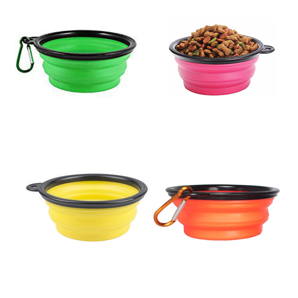 US 4-8 Pcs Portable Travel Foldable Pet Dog Cat Bowl Collapsible Food Water Dish