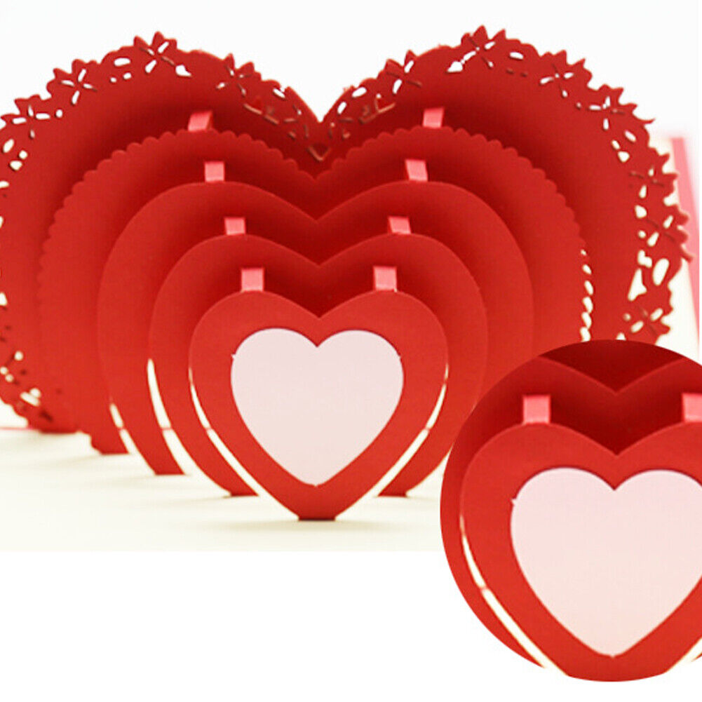US 1-2 Pack 3D Pop Up Greeting Card LOVE Wedding Birthday Valentines Anniversary