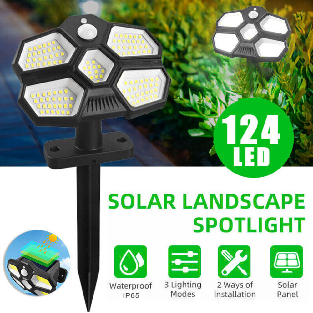 US 1-2 Pcs Solar Panel Spot Light Outdoor Waterproof Garden Landscape Spotlights